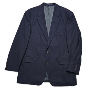 90s Vintage Ralph Lauren Wool Blazer Jacket Men Size 46 T Navy Blue